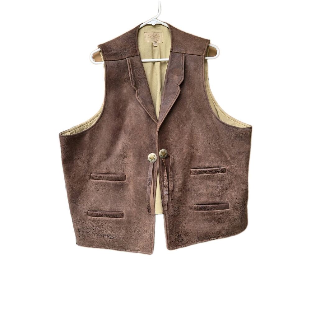 Scully Western Cowboy Concho Mens Vest Size 3X Leather Blend